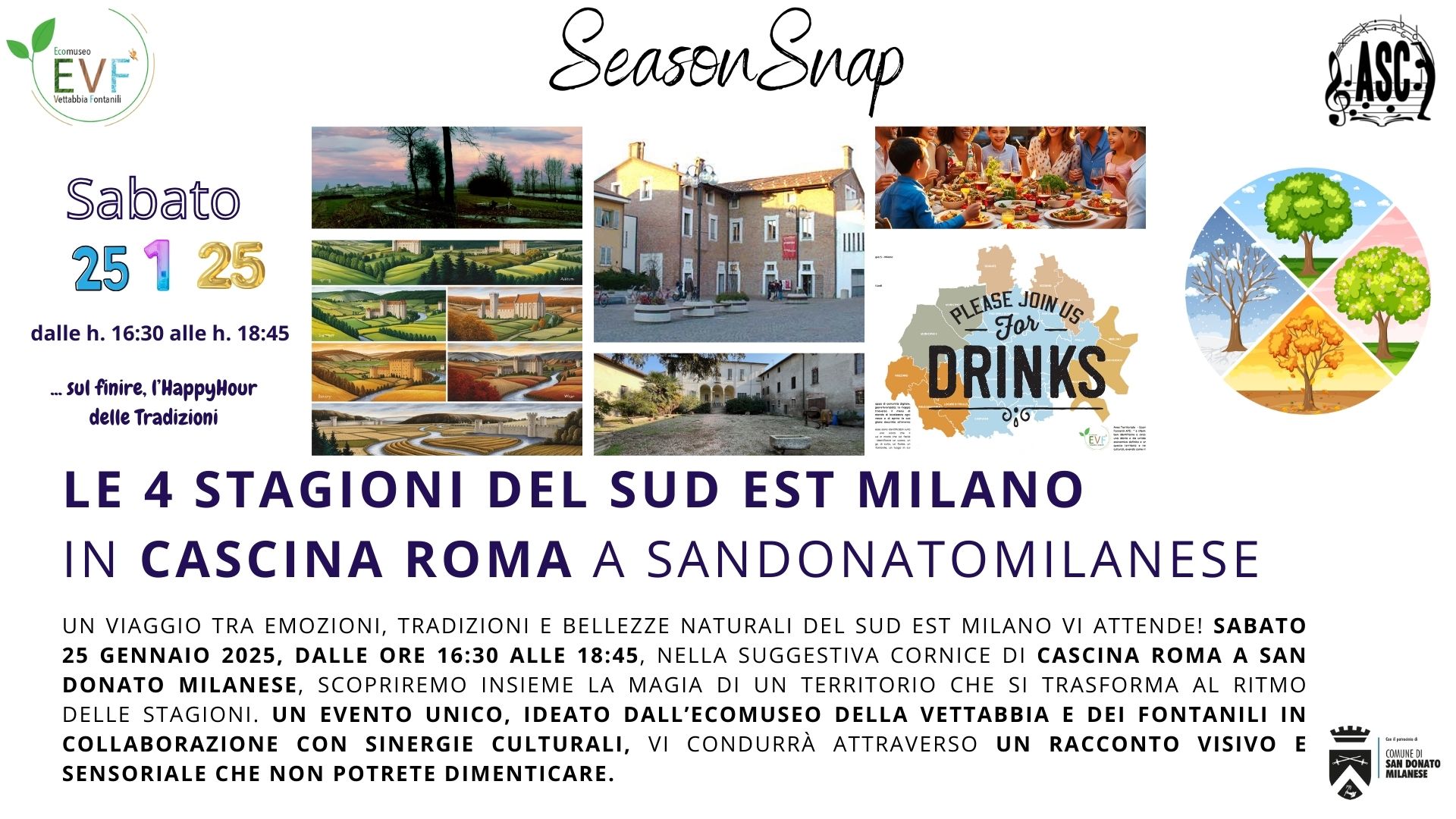 SeasonSnap: Le 4 Stagioni del Sud Est Milnao - evento 25 Gennaio 2025 - Cascina Roma dalle ore 16:30 alle ore 18:45 - Ecomuseo Milano Ecomuseo vettabbia Fontanili